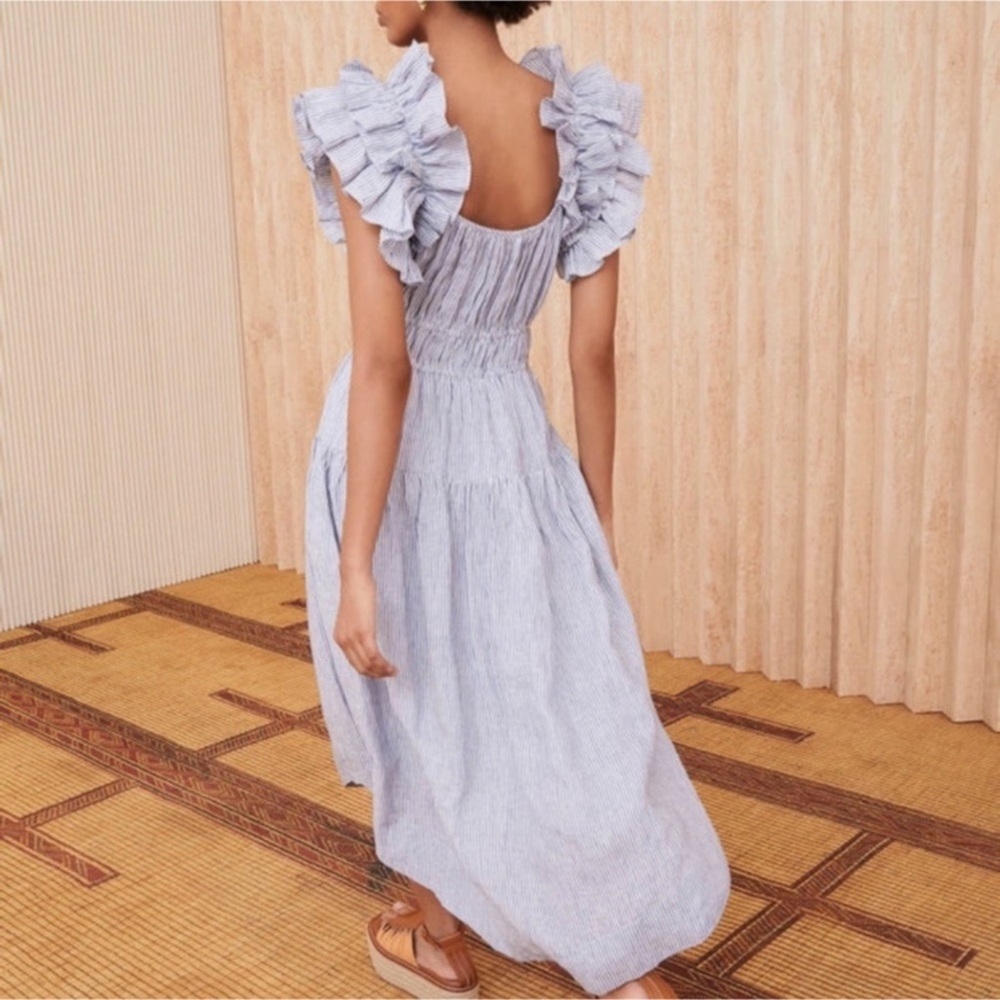 ULLA JOHNSON Rissa midi blue Marine dress Sz 2 - Picture 2 of 5